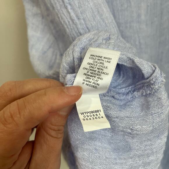 J.Jill Pure Linen Sleeveless Draped Top M Light Blue Summer Coastal Chic - Picture 4 of 6